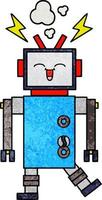 robot de dibujos animados de textura grunge retro vector