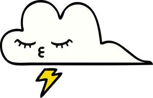 cute cartoon thunder cloud vector