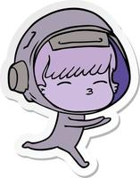 pegatina de un astronauta curioso de dibujos animados vector