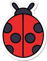 sticker of a cute cartoon lady bug vector