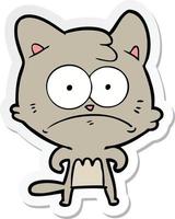 sticker of a cartoon nervous cat vector