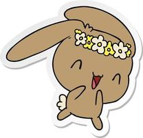 sticker cartoon kawaii cute furry bunny vector