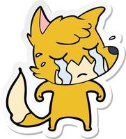 sticker of a crying fox cartoon vector