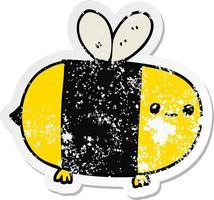 distressed sticker of a cute cartoon bee vector