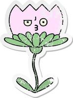 distressed sticker of a cute cartoon flower vector