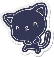 cartoon sticker of cute kawaii cat vector