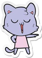 sticker of a cartoon cat singing vector