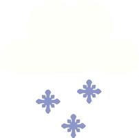 flat color retro cartoon snow cloud vector