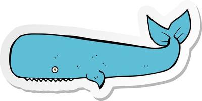 sticker of a cartoon whale vector