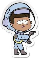 sticker of a cartoon tired astronaut vector
