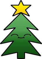 gradient shaded cartoon christmas tree vector