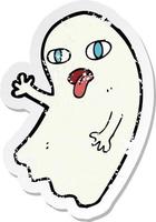 retro distressed sticker of a funny cartoon ghost vector