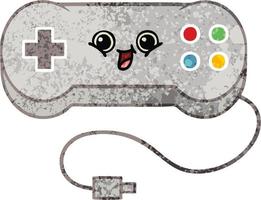 retro illustration style cartoon game controller vector