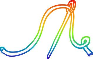 rainbow gradient line drawing cartoon needle and thread vector