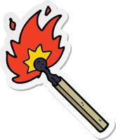 sticker of a cartoon burning match vector