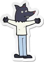 sticker of a cartoon werewolf vector