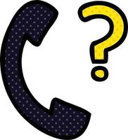 comic book style cartoon telephone receiver with question mark vector