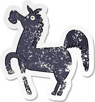 retro distressed sticker of a funny cartoon horse vector