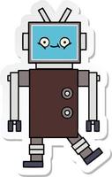 sticker of a cute cartoon robot vector