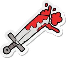 sticker of a bloody cartoon sword vector