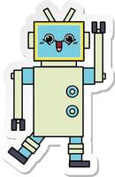 sticker of a cute cartoon robot vector