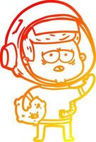 warm gradient line drawing cartoon tired astronaut vector