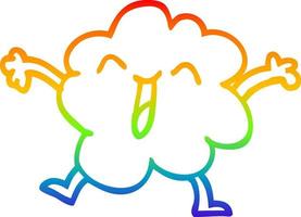 rainbow gradient line drawing cartoon happy grey cloud vector