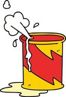 quirky hand drawn cartoon exploding oil can vector