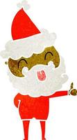 man with beard sticking out tongue wearing santa hat vector