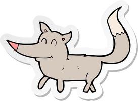 sticker of a cartoon little wolf vector