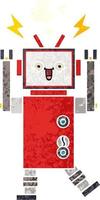 retro illustration style cartoon robot vector