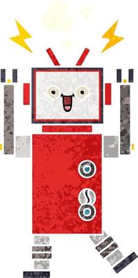 retro illustration style cartoon robot