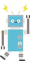 flat color retro cartoon dancing robot vector