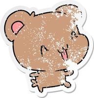 distressed sticker cartoon kawaii cute happy hamster vector