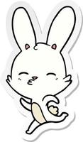 sticker of a running bunny cartoon