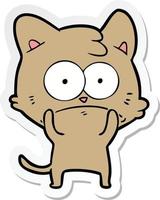 sticker of a cartoon nervous cat vector