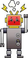 mal funcionamiento del robot de dibujos animados sombreado degradado vector