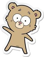 sticker of a surprised bear cartoon vector