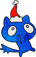 caricatura con textura navideña de gato kawaii vector