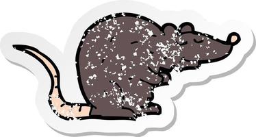 retro distressed sticker of a cartoon black rat vector