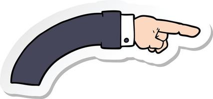 sticker of a cartoon business arm pointing vector