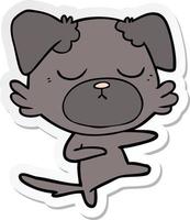 sticker of a cute cartoon dog vector