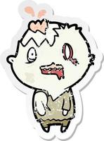 distressed sticker of a cartoon zombie vector