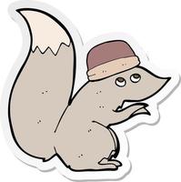 sticker of a cartoon squirrel wearing hat vector