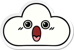 sticker of a cute cartoon cloud vector