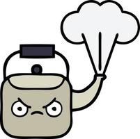 cute cartoon steaming kettle vector