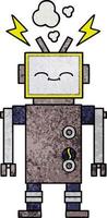 robot de dibujos animados de textura grunge retro vector