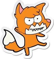 sticker of a cartoon grinning fox vector