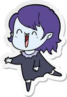 sticker of a cute cartoon happy vampire girl vector