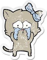 distressed sticker of a cartoon cat vector